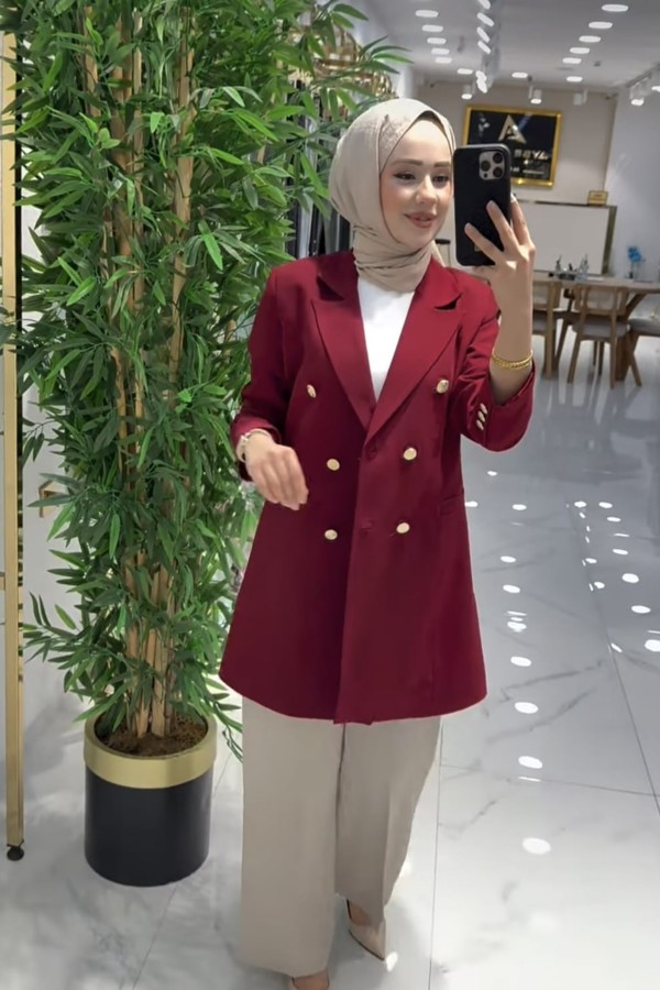 Blazer Ceket Bordo